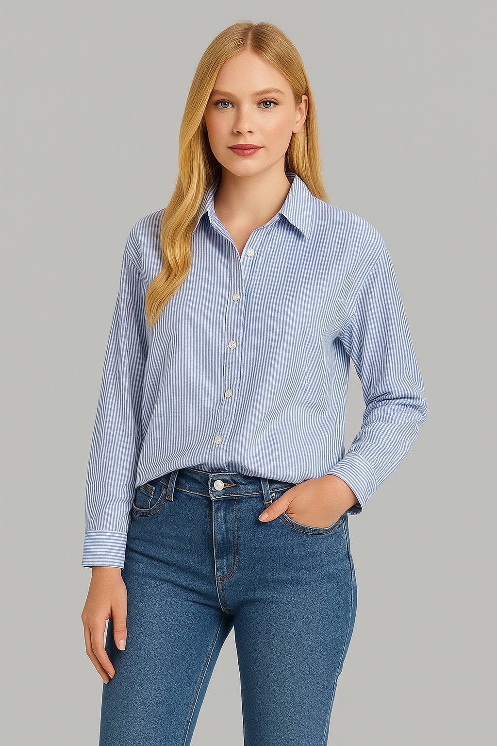 SHEIN Poéselle Striped Button-Up Shirt