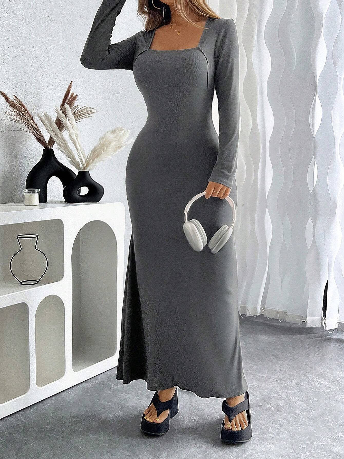 SHEIN Chiquease Shaping Knit Maxi Dress with Built-in Pads