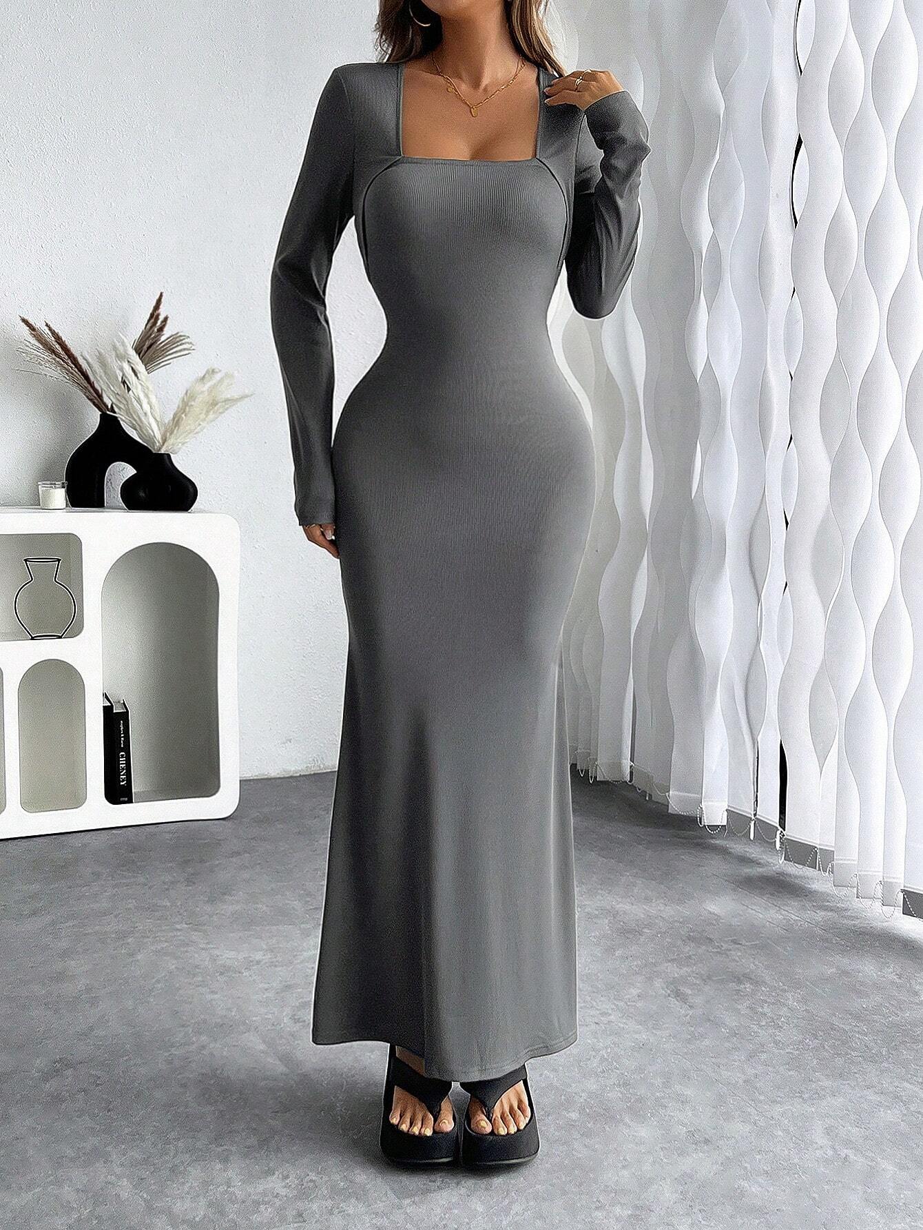 SHEIN Chiquease Shaping Knit Maxi Dress with Built-in Pads