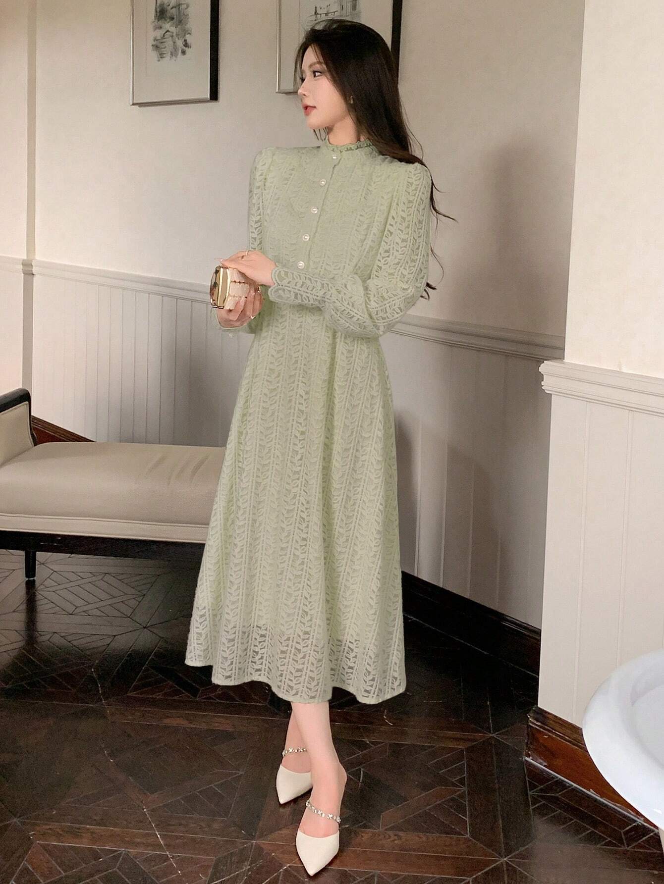 SHEIN DAZY Elegant Lace Slim Dress