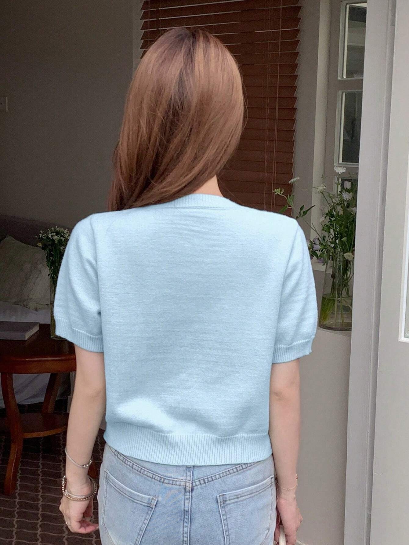 SHEIN DAZY Knit Bow Cardigan
