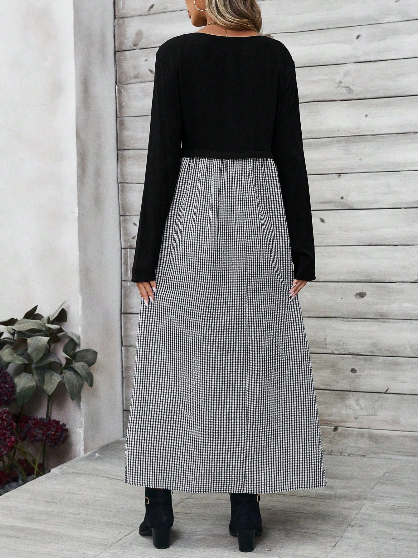 Shein Plaid Patchwork Casual Dress