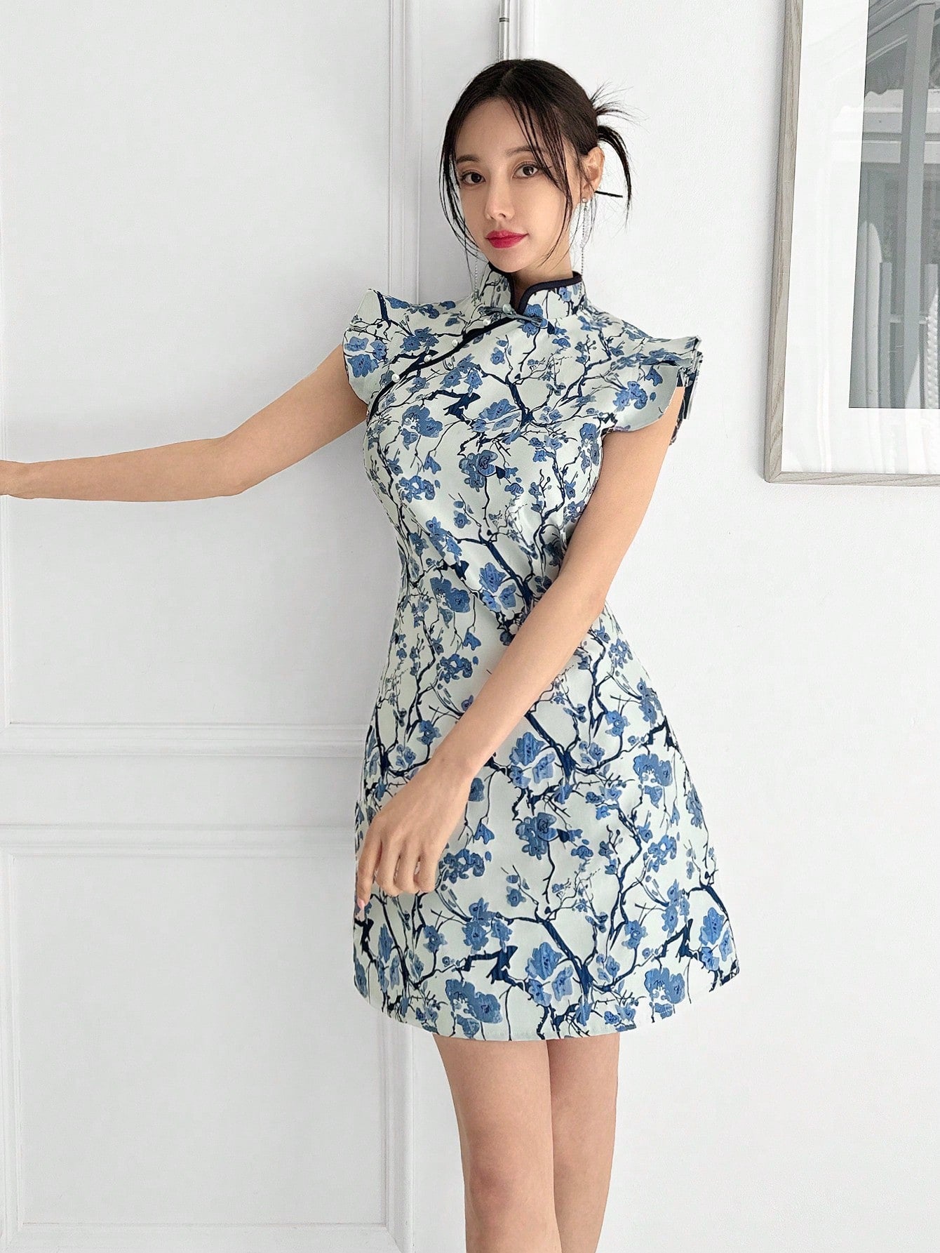 Shein Plum Blossom Qipao Dress