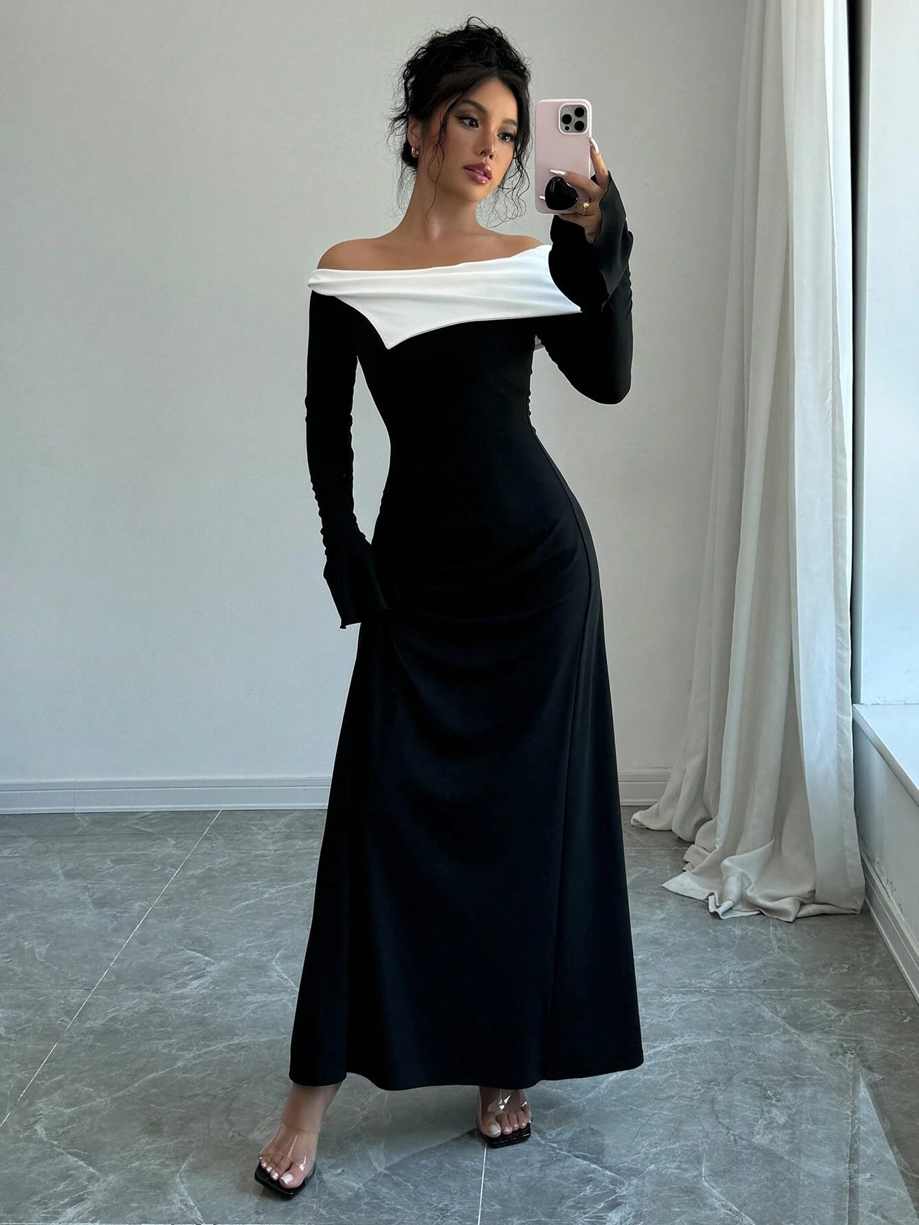 Elenzga Off-Shoulder Maxi Evening Dress