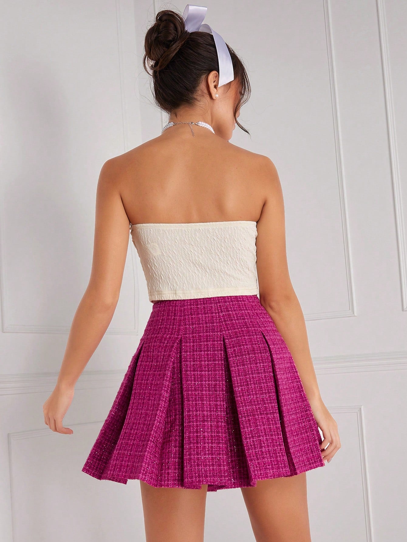 Shein Pearl Bow Tube Top