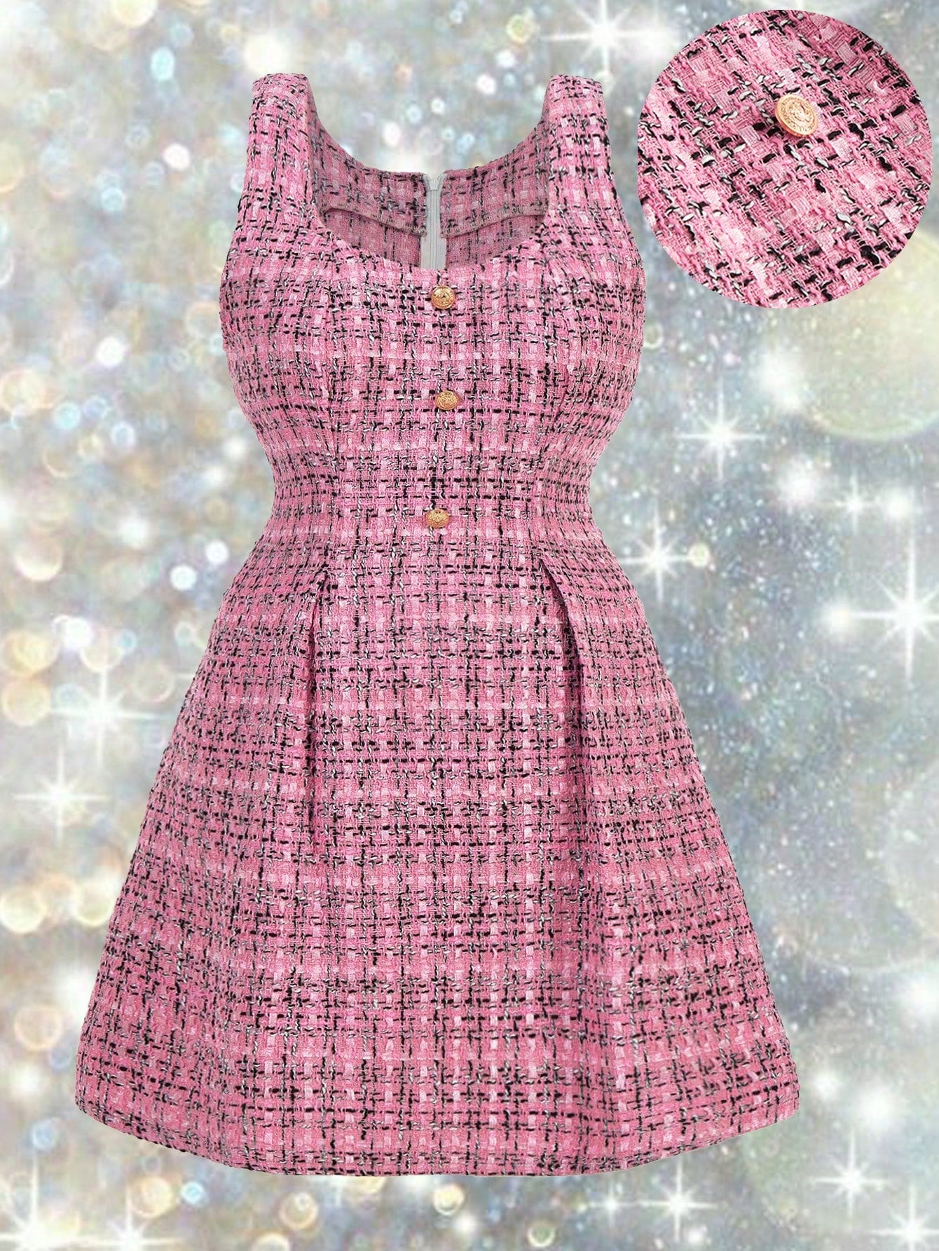 Flirla Plus Size Plaid Button Dress