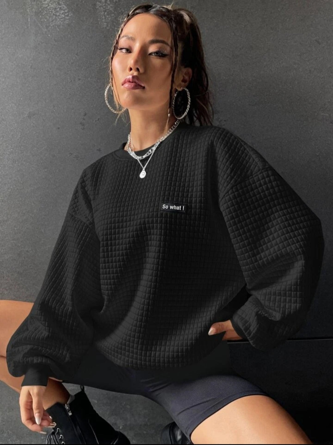 sweater SHEIN EZwear Stitched Logo Drop - ZEBrand