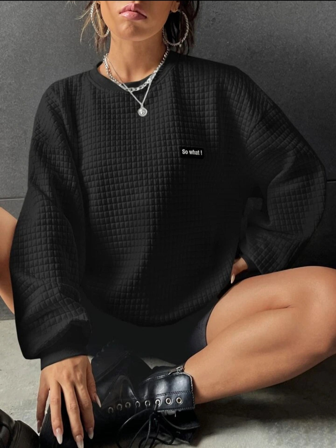 sweater SHEIN EZwear Stitched Logo Drop - ZEBrand