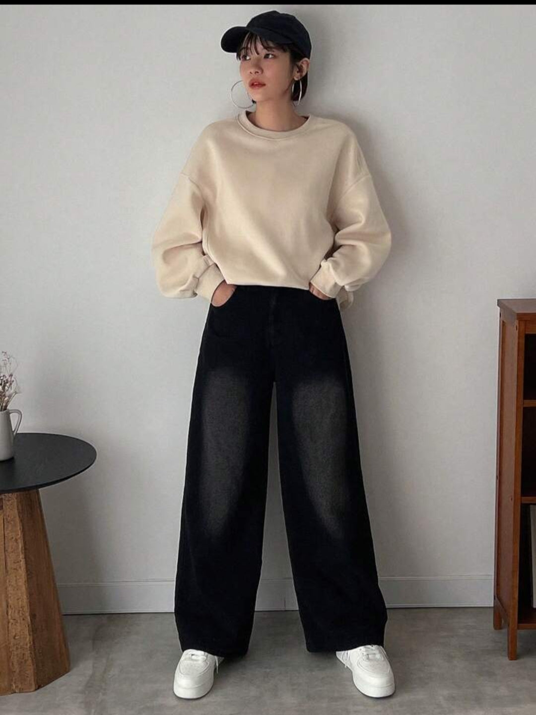 FRIFUL Round Neck Drop Shoulder Long Sleeve Sweatshirt - ZEBrand