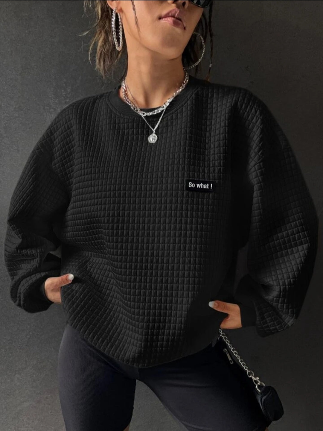 sweater SHEIN EZwear Stitched Logo Drop - ZEBrand