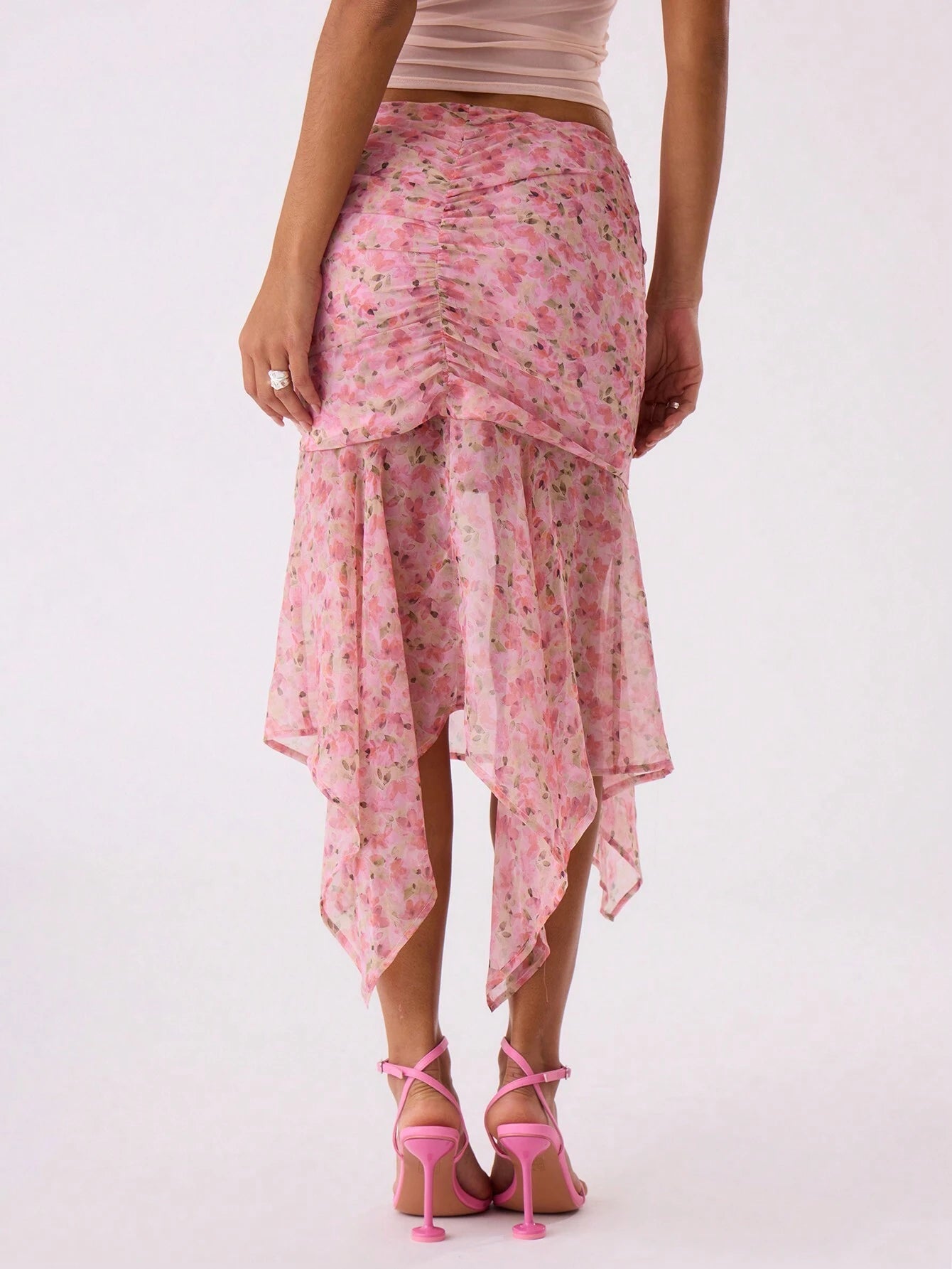 SHEIN MUSERA Chiffon Floral Midi Skirt Designed by MUSERA