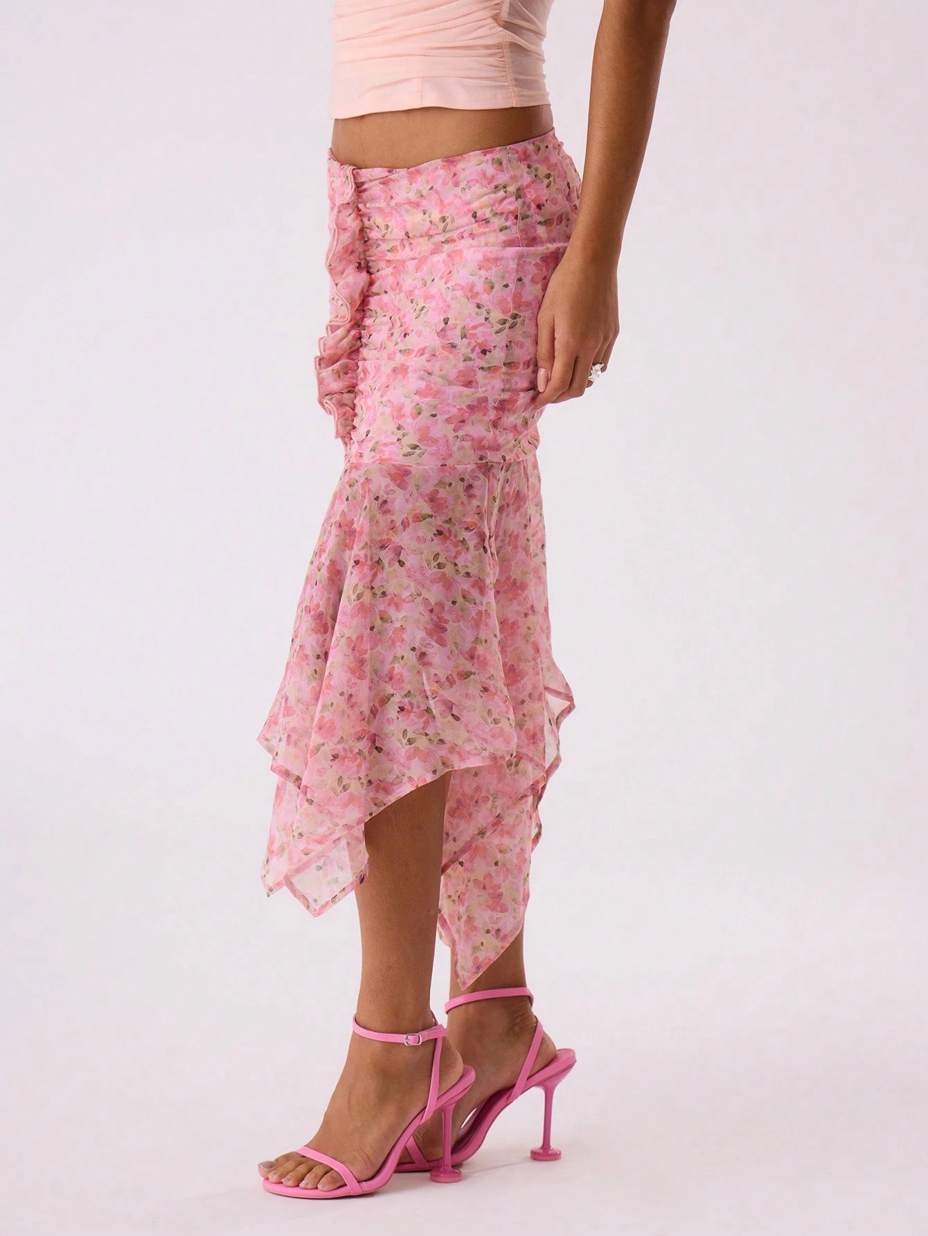 SHEIN MUSERA Chiffon Floral Midi Skirt Designed by MUSERA