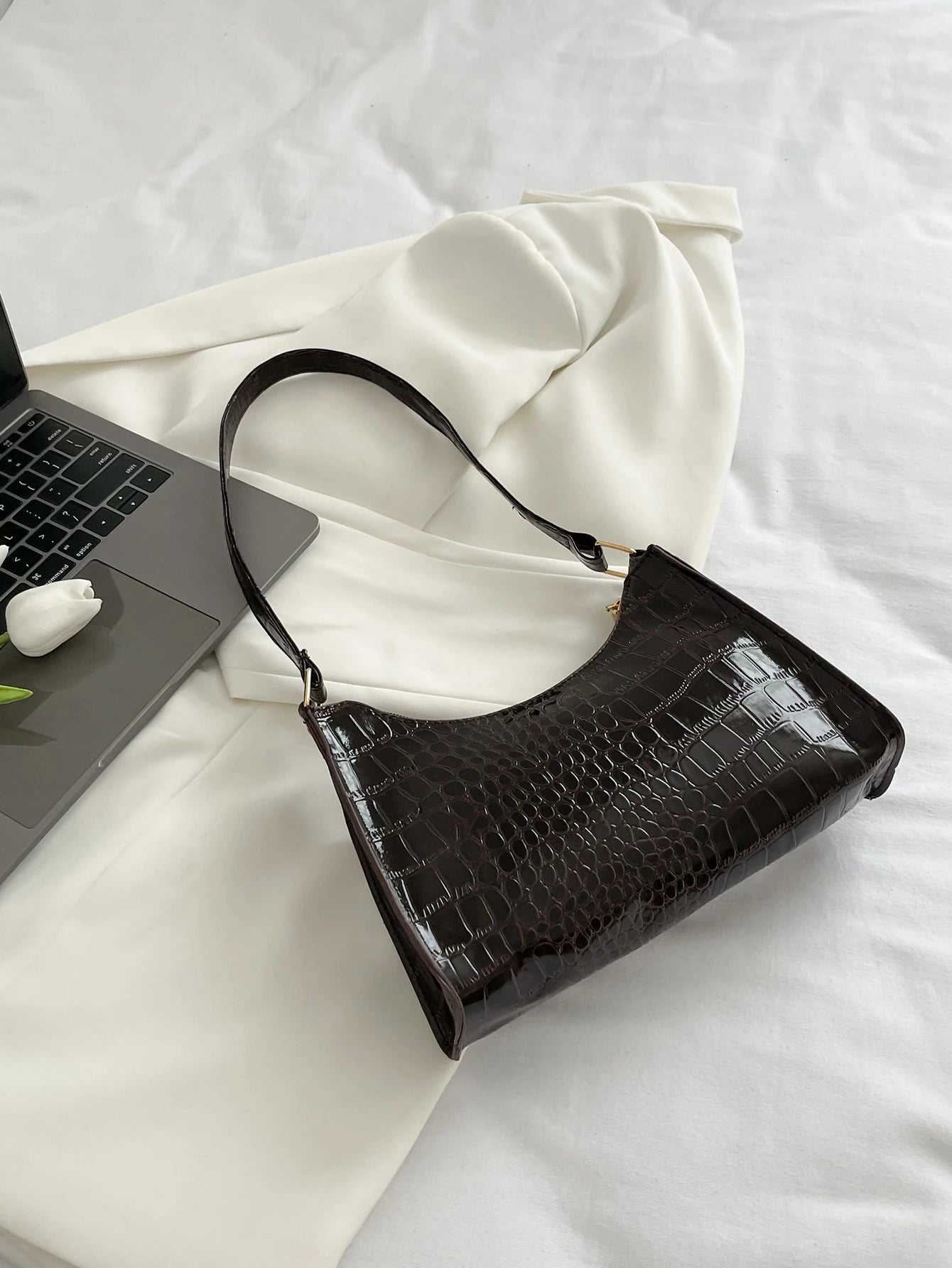 SHEIN Minimalist Crocodile Embossed Bag