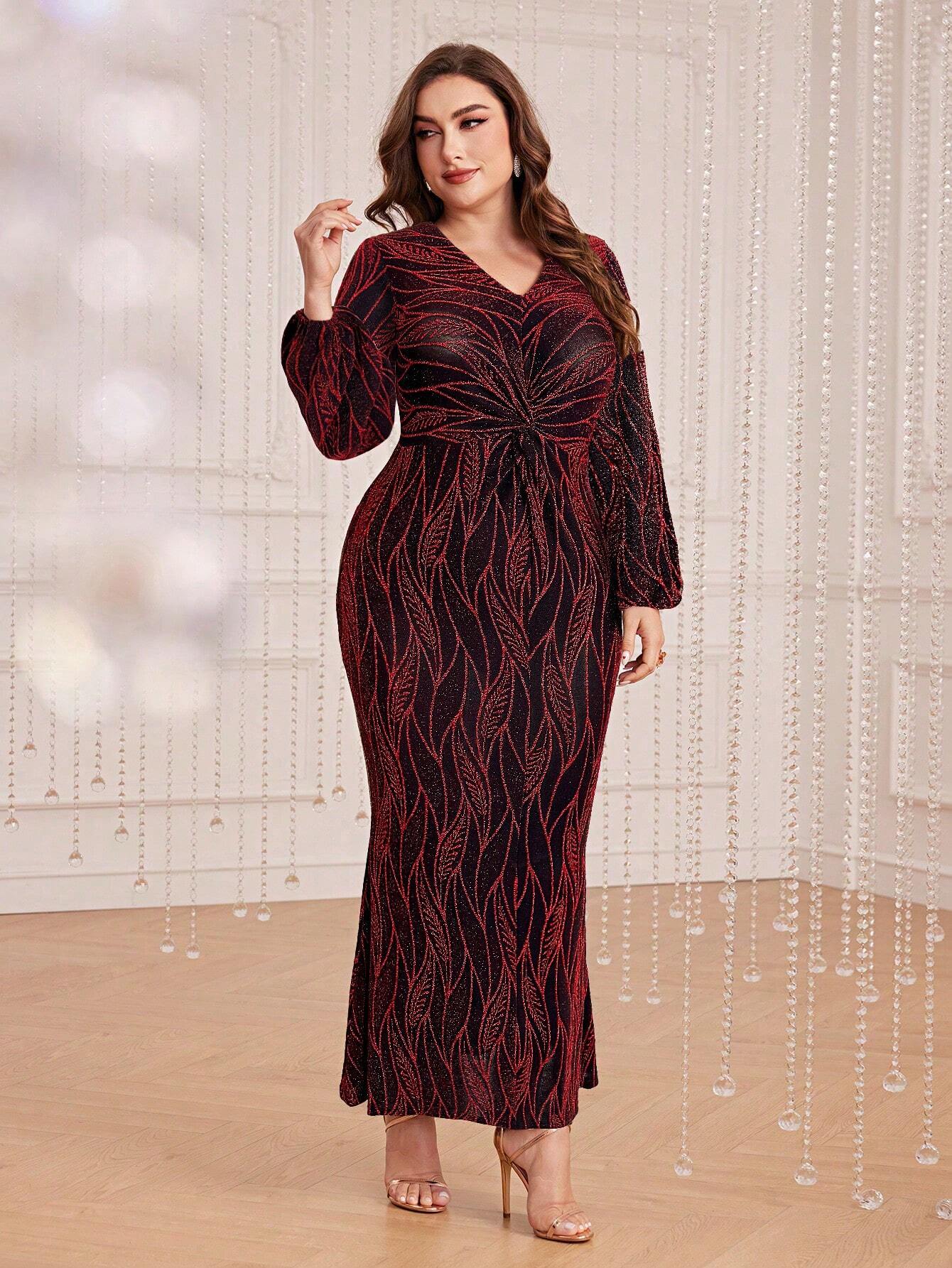 MODELyn V-Neck Knot Detail Evening Maxi Dress