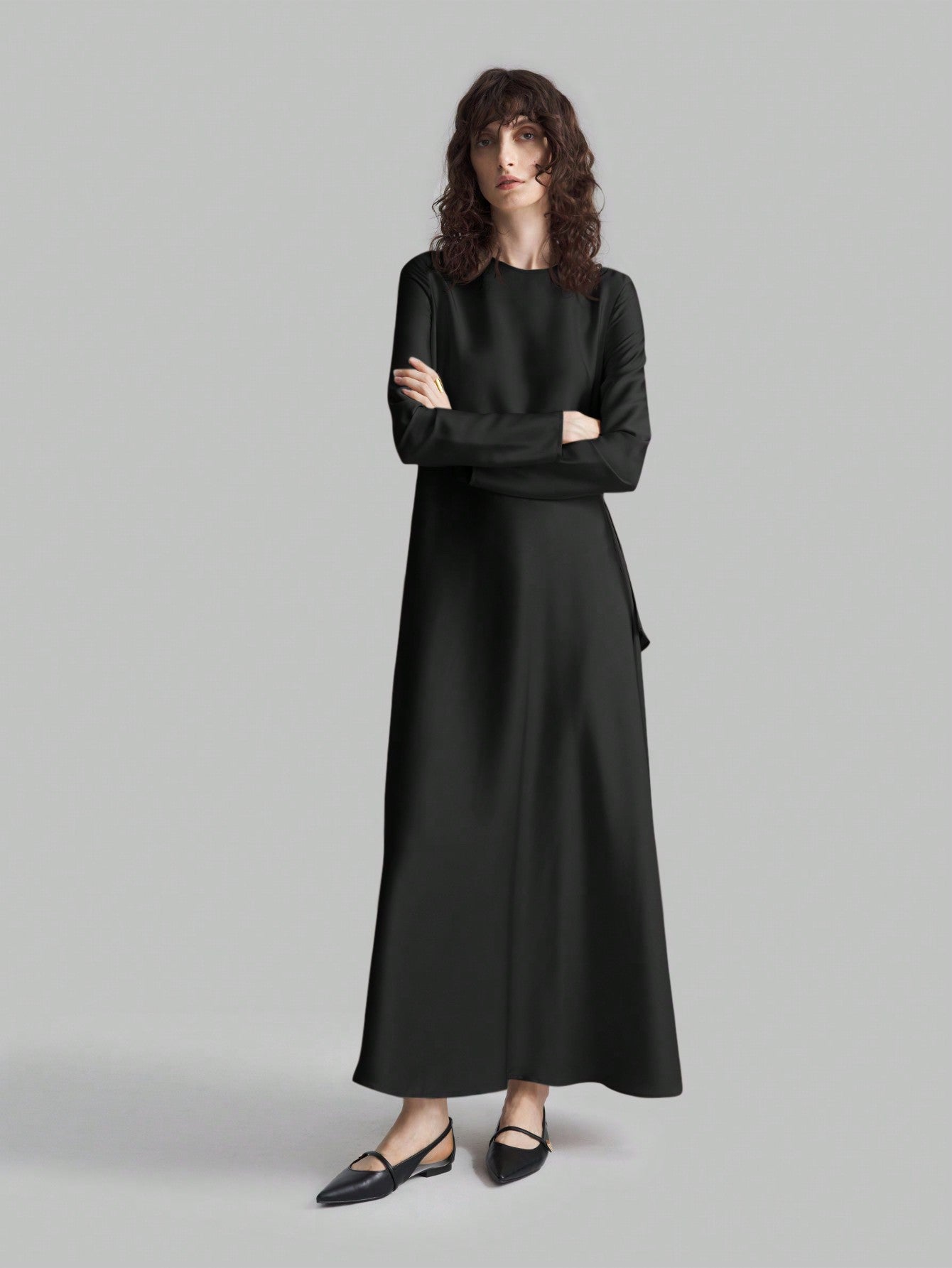 Shein Satin Asymmetrical Hem Dress
