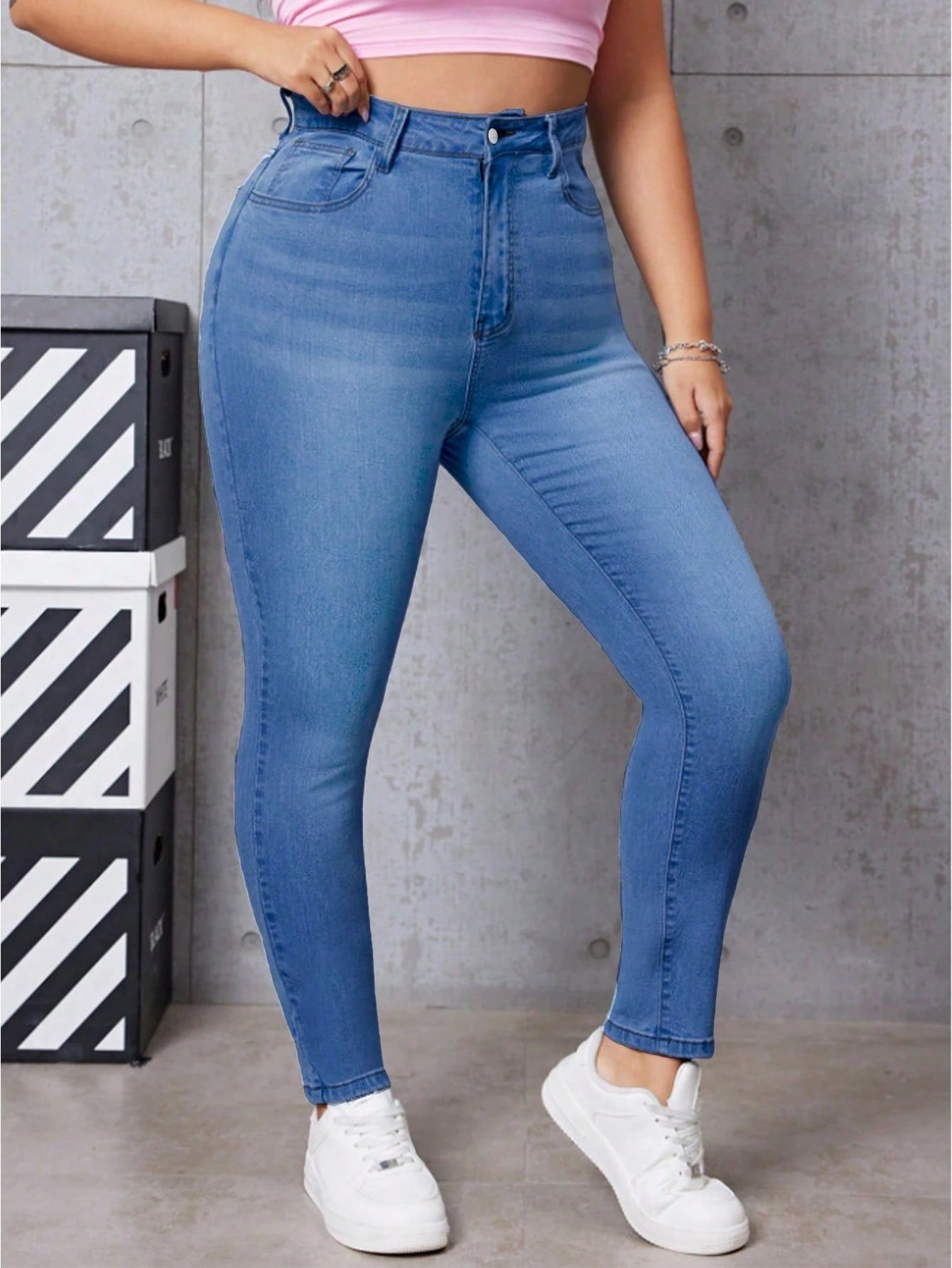 Plus Size High Stretch Denim Skinny Jeans