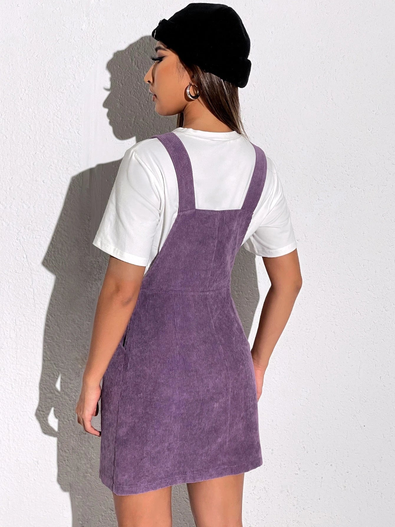SHEIN EZwear Corduroy Overall Dress