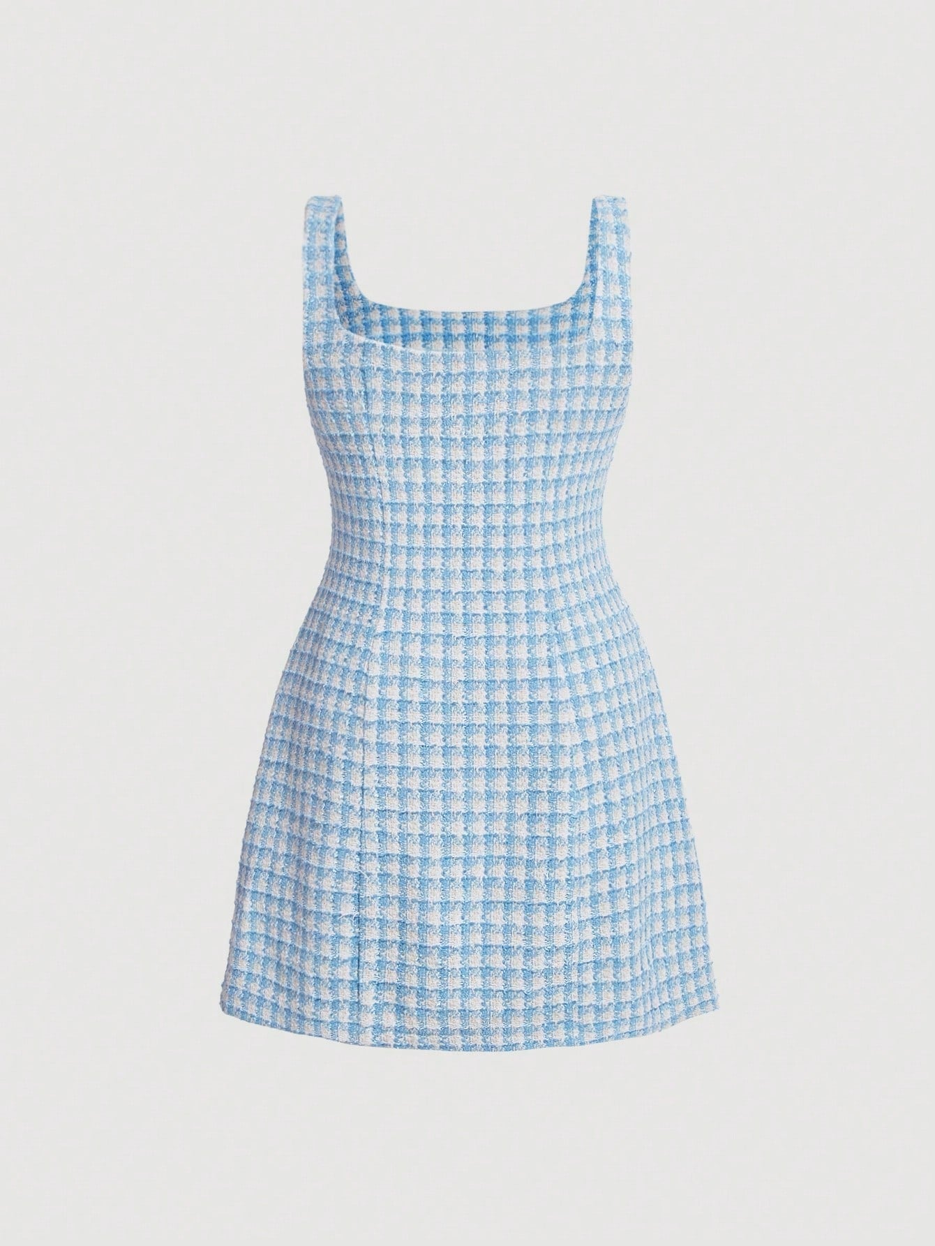 SHEIN MOD Plus Plaid Print Button Front Tweed Dress