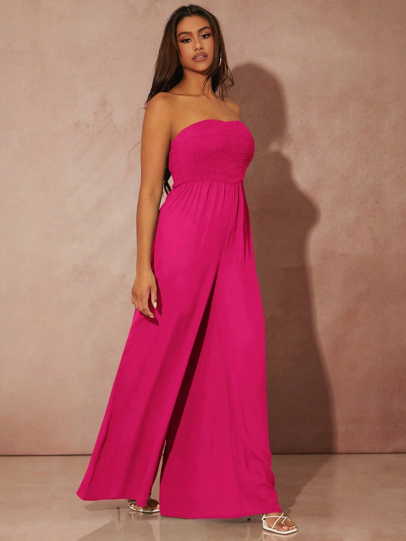 SHEIN SXY SOLID WIDE LEG TUBE JUMPSUIT