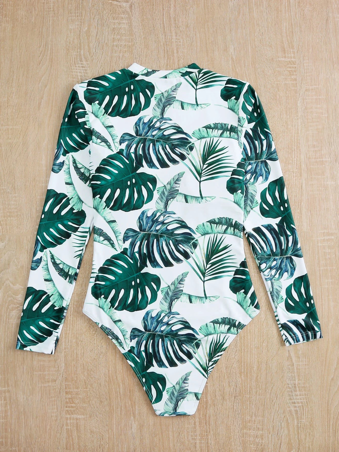 SHEIN Tropical Zip Front One-Piece Swimsuit