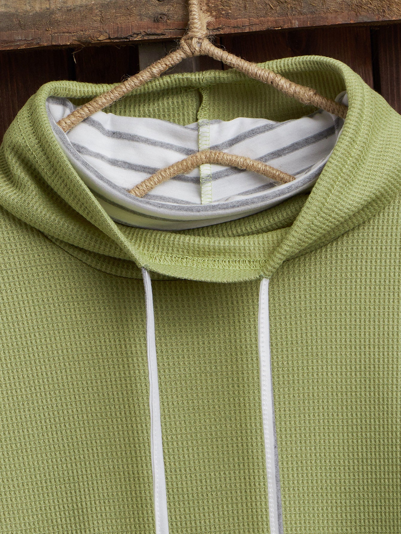 Striped Curved Hem Cowl Neck Sweatshirt