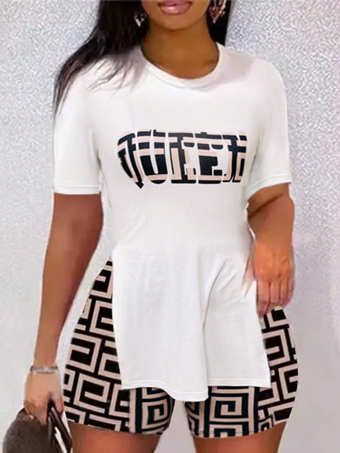 Women's 2-Piece Set with Simple Printed