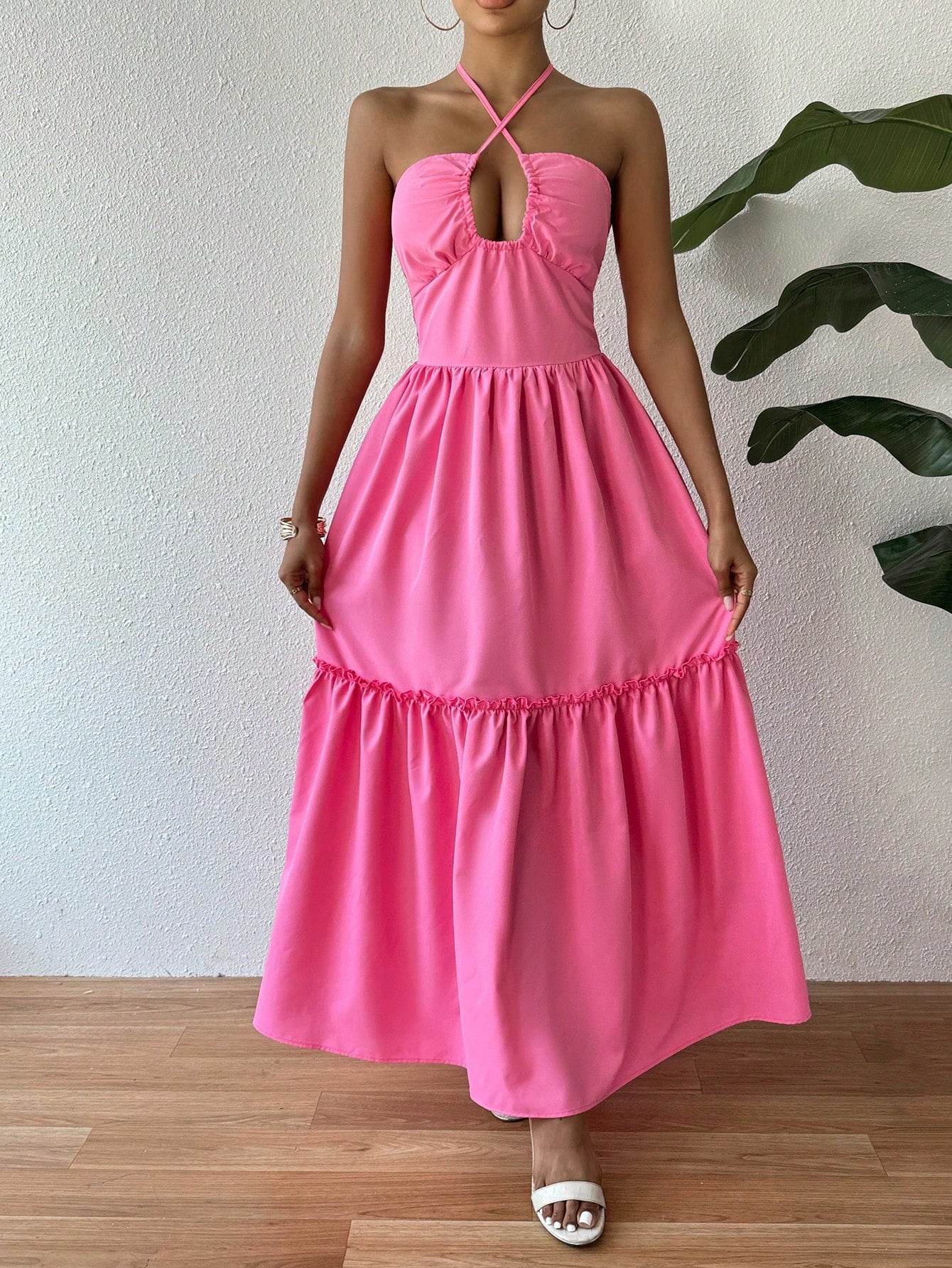 Shein Tie Back Halter Dress