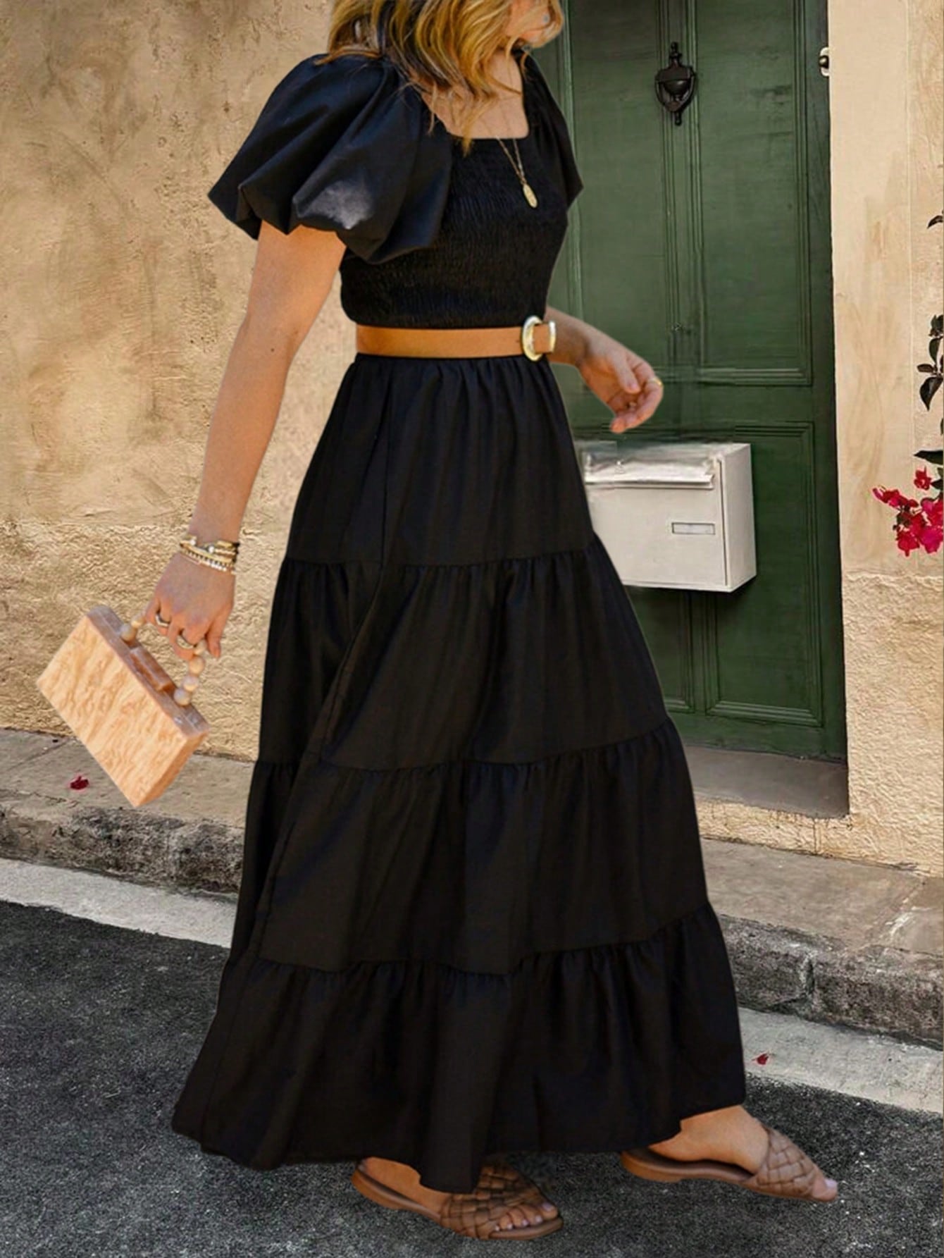 Shein Vintage Puff Sleeve Dress – No Belt
