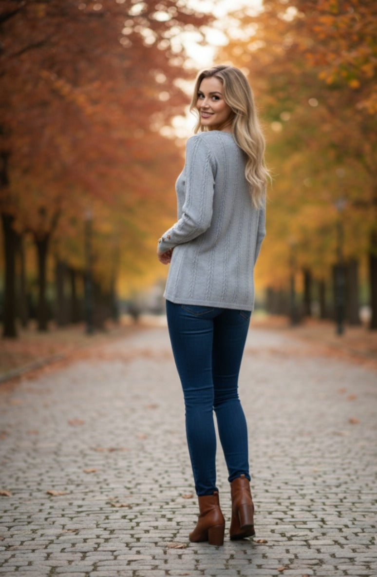 legant Button Sleeve Knitted Sweater