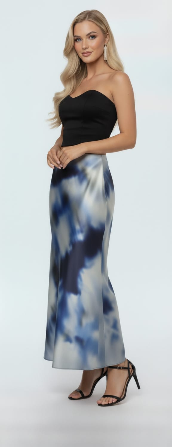 SHEIN Maija Tie-Dyed Mermaid Hem Skirt