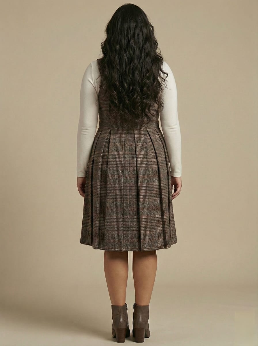 SHEIN – Plus Square Neck Plaid A-Line Pinafore Dress