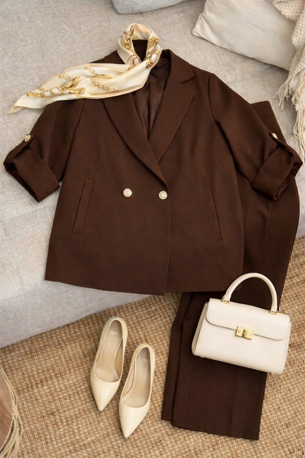 Turkish Formal Double-Breasted Suit – 3/4 Sleeve