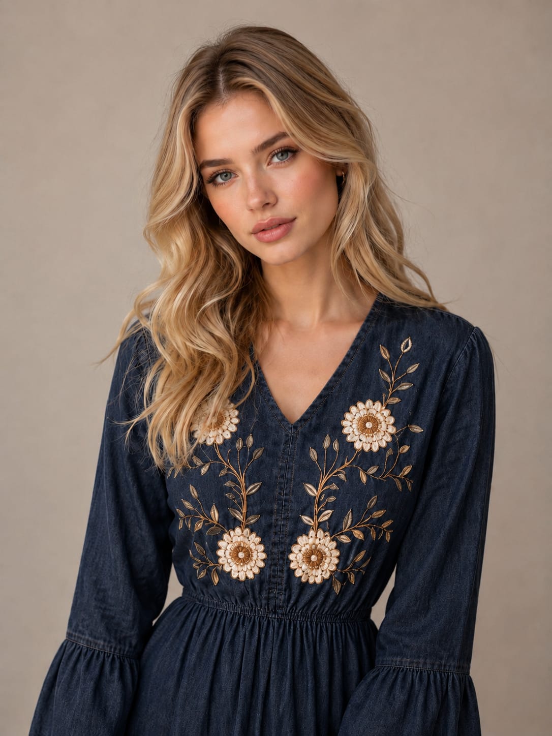 THE INDIGO BLOOM EMBROIDERED DENIM DRESS (Copy)