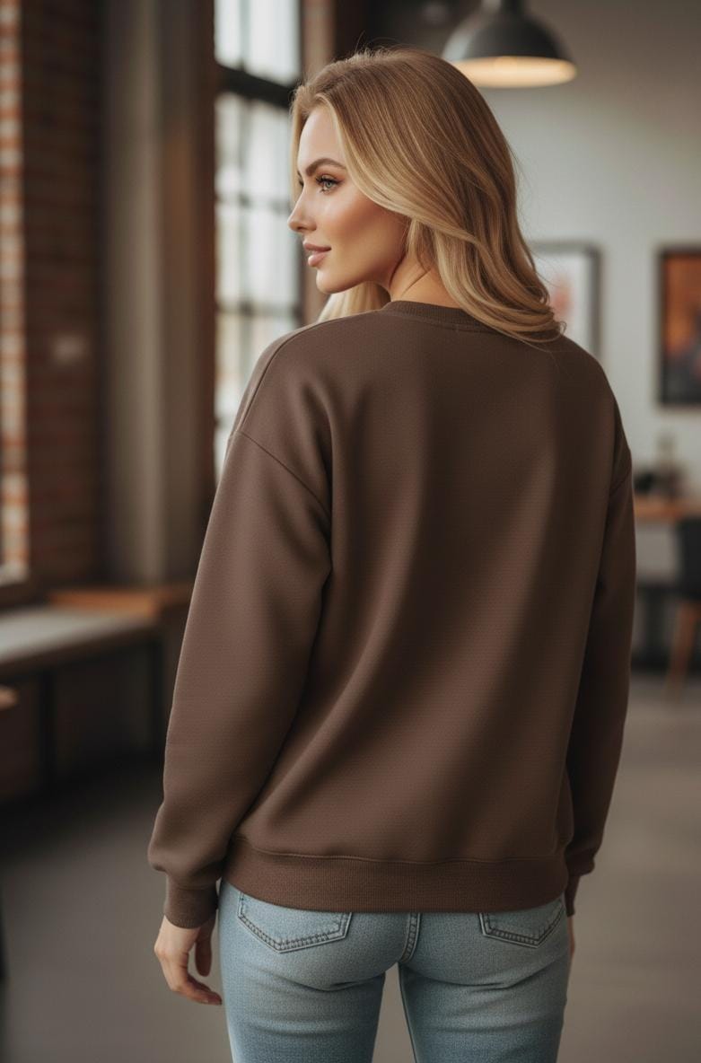 Groove Round Neck Printed Fleece Sweatshirt