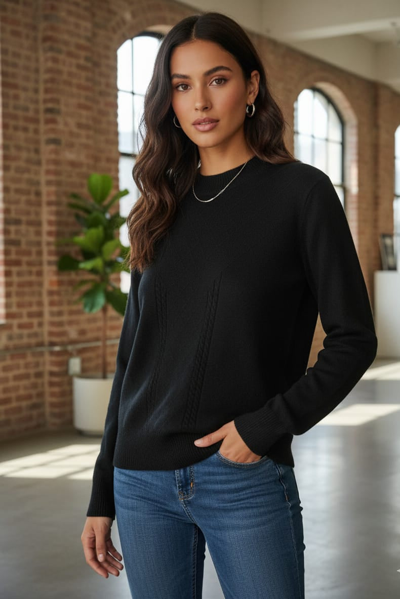 Classic Black Fine-Knit Sweater