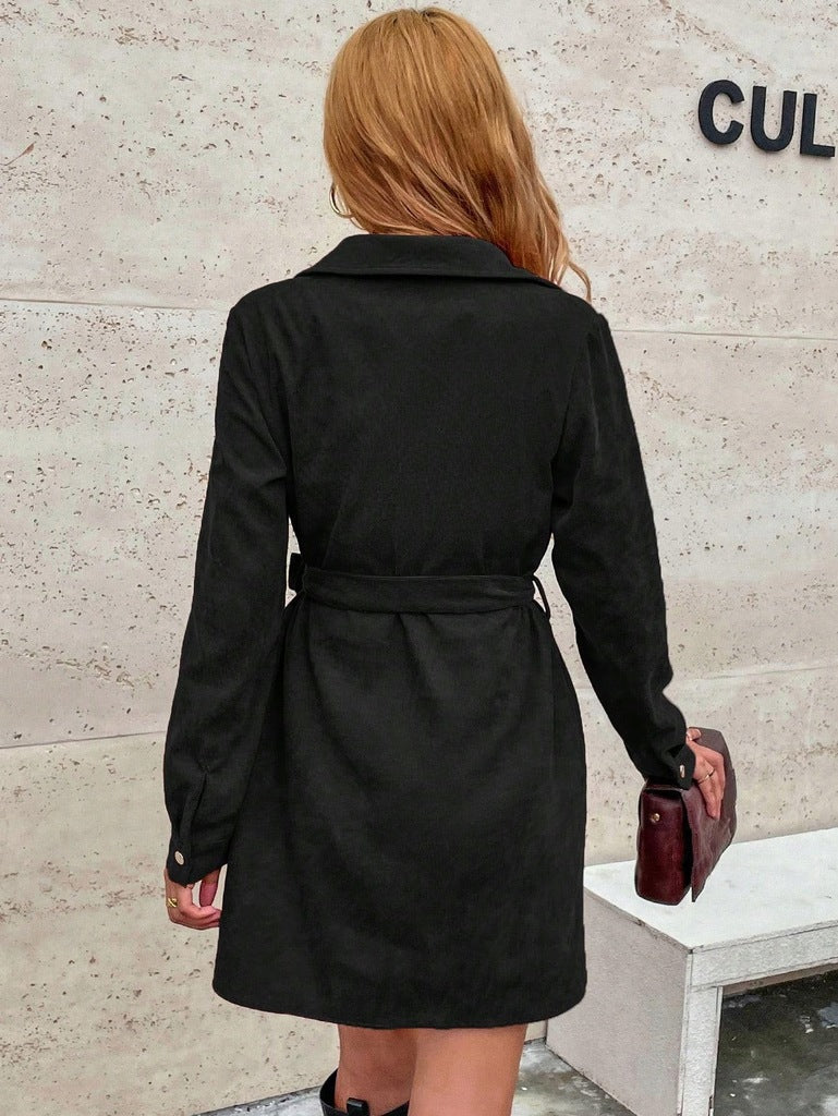 EMERY ROSE Waist Tie Long Sleeve Dress