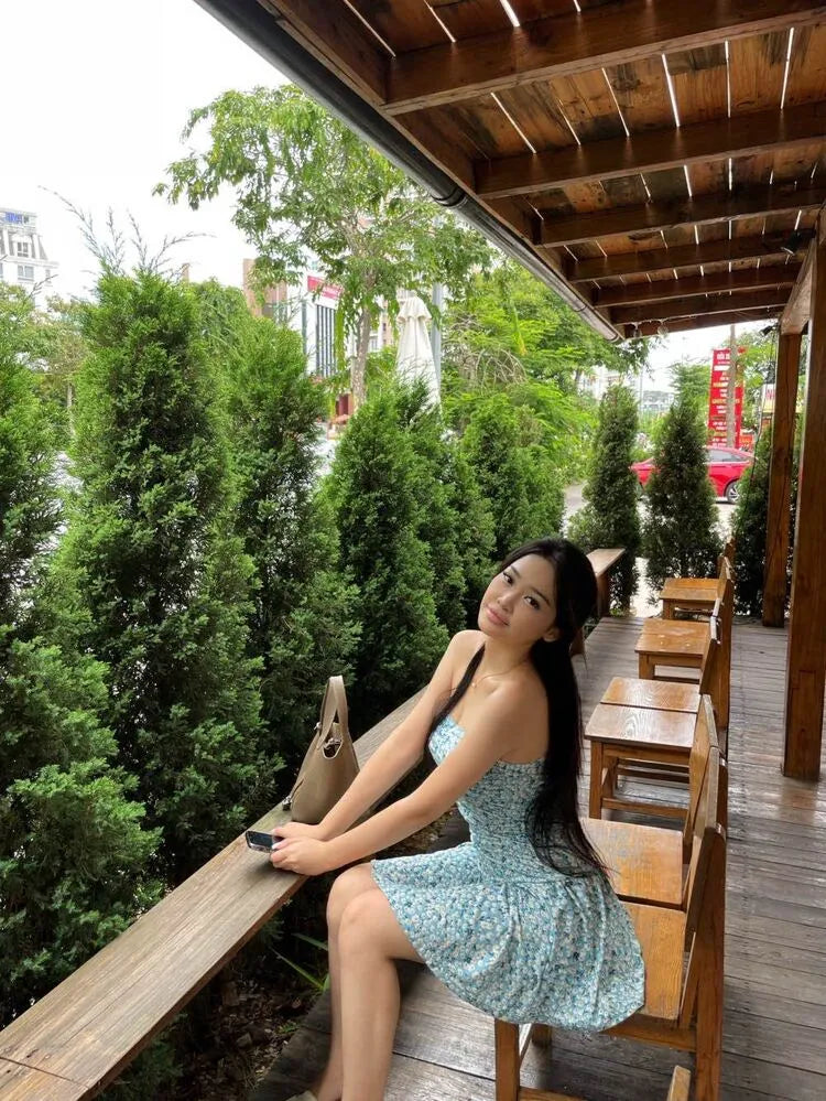 Shein Ditsy Floral Ruffle Tube Dress