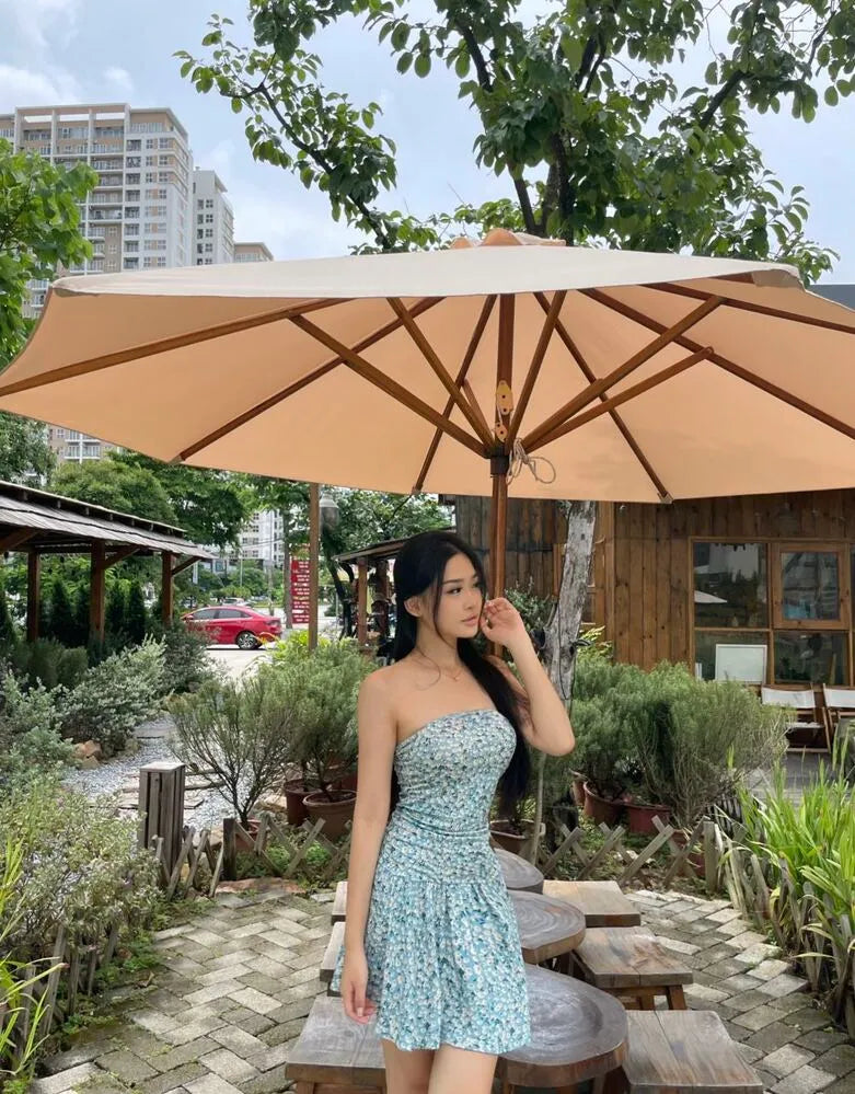 Shein Ditsy Floral Ruffle Tube Dress