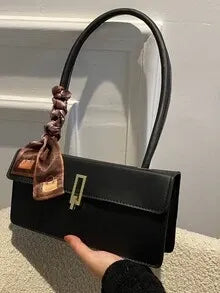 Skinny Scarf Decor Flap Shoulder Bag