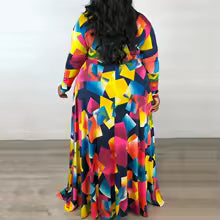 SHEIN Elegant V-Neck Long Sleeve Maxi Dress