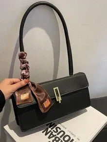 Skinny Scarf Decor Flap Shoulder Bag