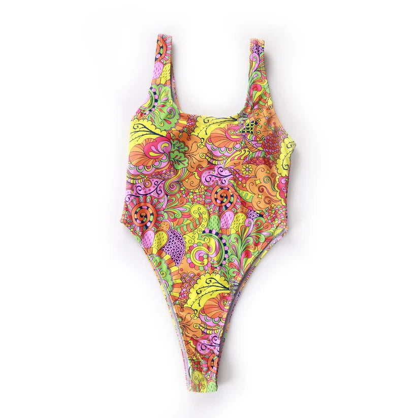SHEIN PREMIUM Women's Multicolor Tow Piece Swimwear With Scarf