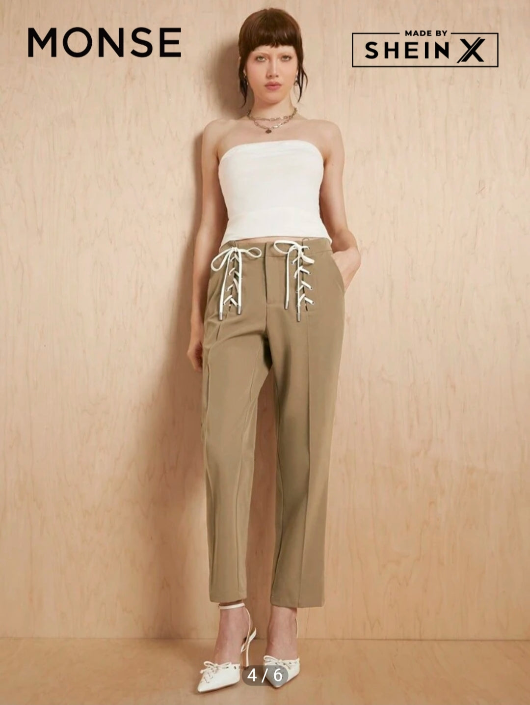 Shein Lace-Up Straight-Leg Pants