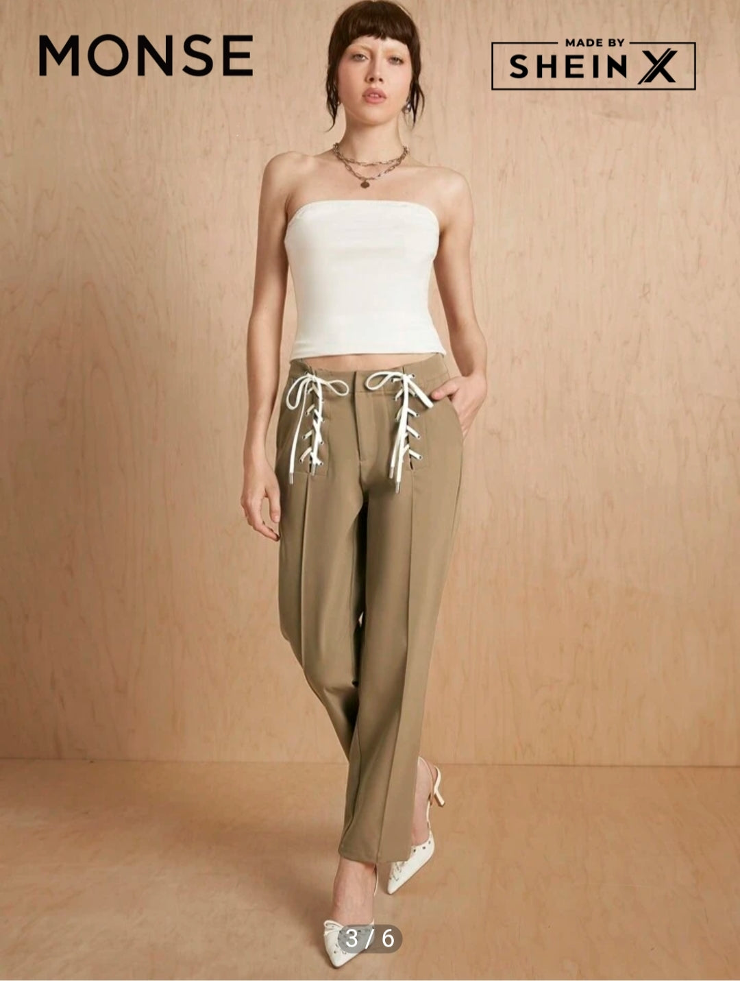 Shein Lace-Up Straight-Leg Pants
