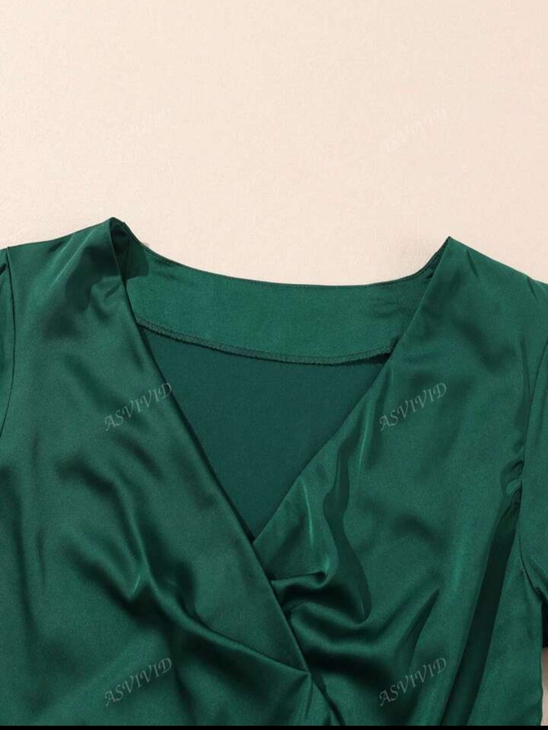 Exquisite Ruched Overlap Satin Top with Elegant Tie Detailing