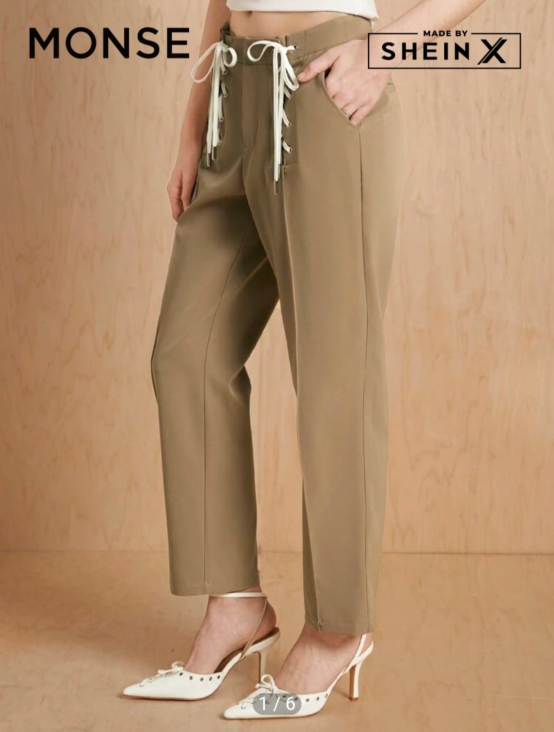 Shein Lace-Up Straight-Leg Pants