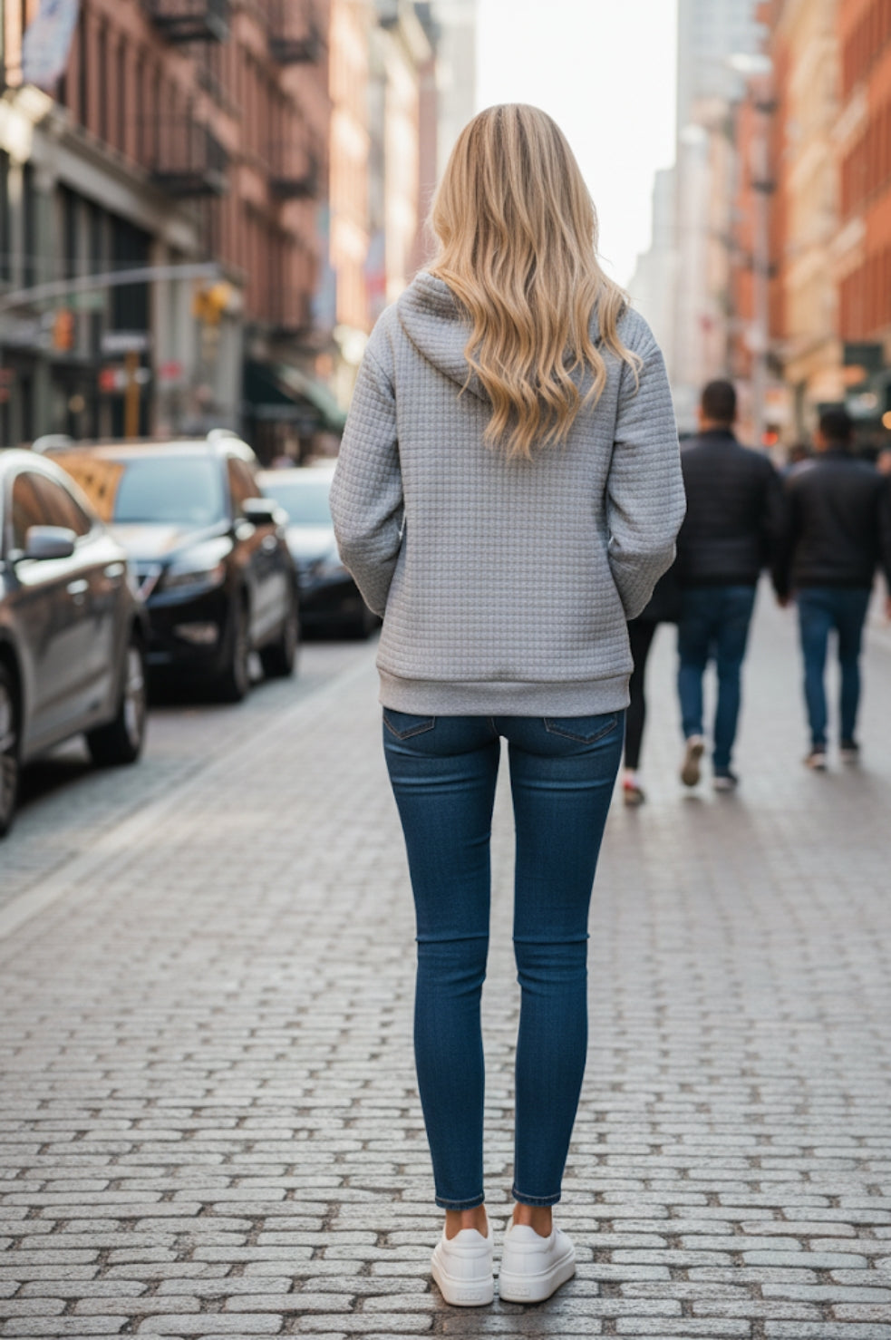 Waffle Texture Zip-Up Sweatshirt