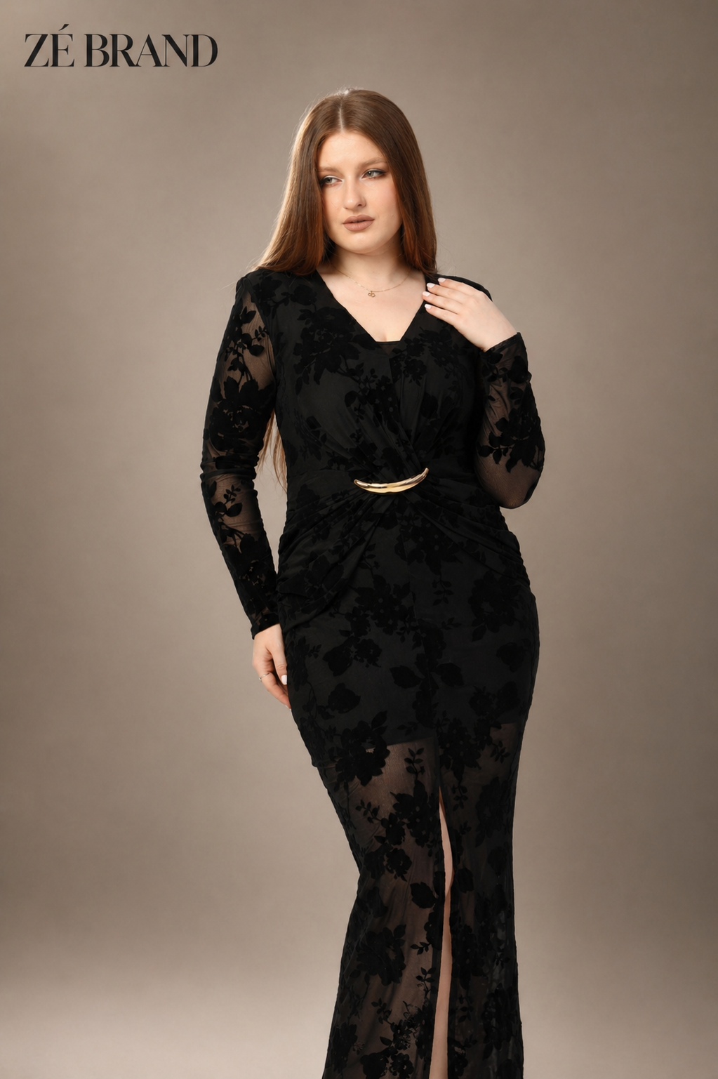 The Royal Velvet-Textured Evening Gown- Black