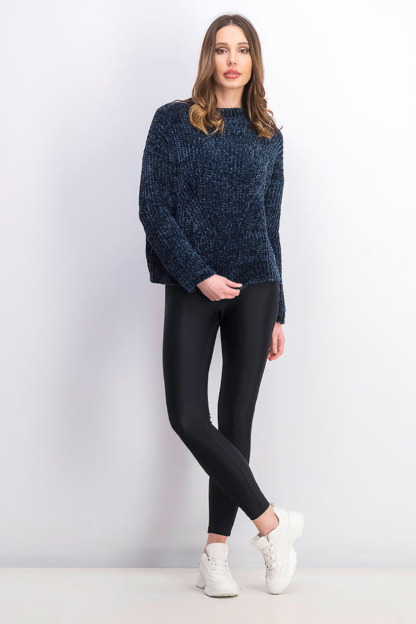 Chenille Navy Blue Knit Sweater