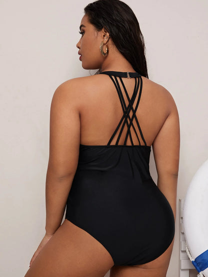 SHEIN Swim Curve Striped Mesh Swimsuit